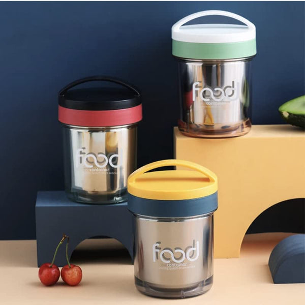 Breakfast Cup Grade Insulated Stainless Steel large capacity with spoon for Office - 400 ml