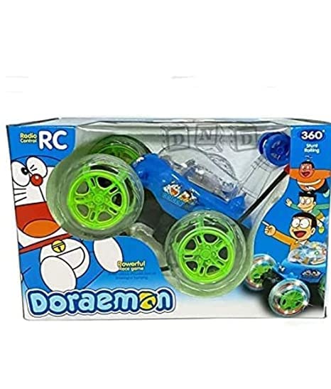 Wireless Rechargeable Plastic Stunt Car with Remote Control In 3 Character (Doremon Stunt Car)