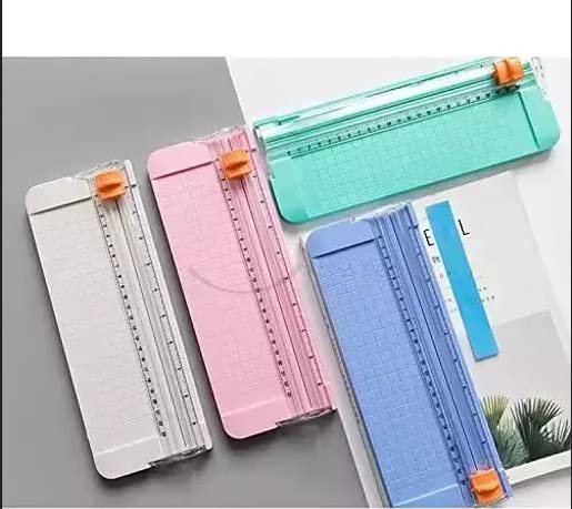 Paper Cutter Scrapbooking Trimmer Plastic Grip Hand-held Paper Cutter, Security Safeguard with Paper Trimmer Scrapbook Blades for DIY Production Photo Paper Cutter