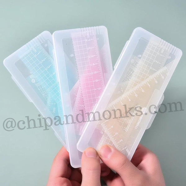 Transparent Jelly-colored Pastel Plastic Ruler Set 4-piece Boxed Prize