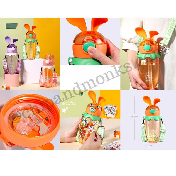 Bugsy Bunny Ears Water Bottle 580ml with stickers: Playful Design, Leak-Proof, and Safe for Kids