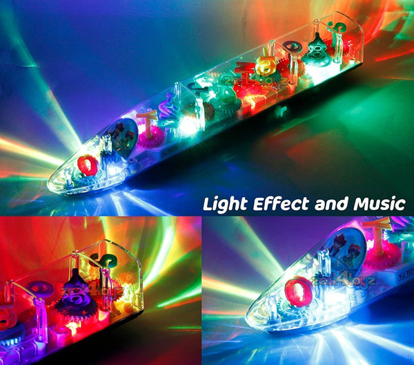 Chipandmonks Gear Toy Train for Toddlers – Transparent Musical Train Mechanical Toy Train with Visible Colored Moving Gears, LED Light Effects,Music, (Gear Train)