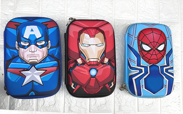 Fancy Superhero Theme 3D EVA Hard top Pencil Case with Compartments Cute Cartoon Styled