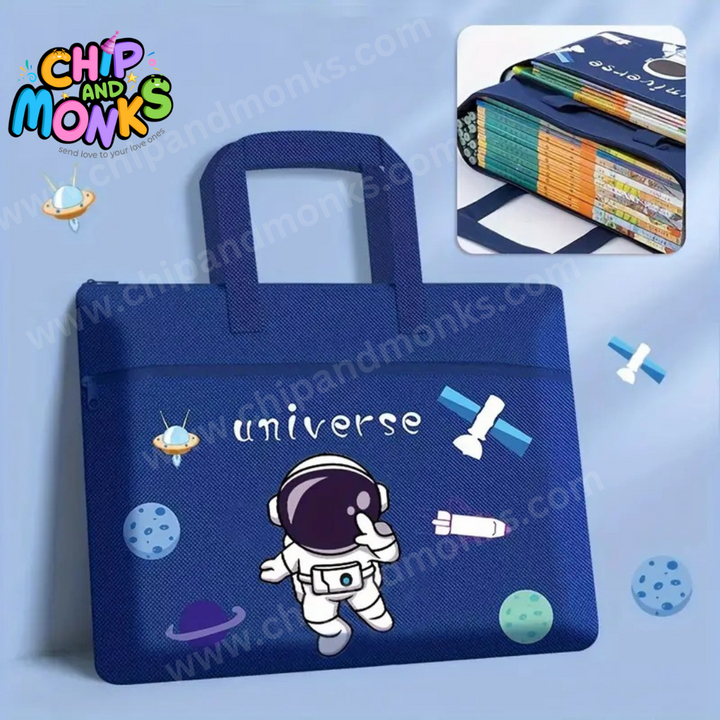 Washable Canvas Tuition or Tutorial or Picnic Bags - space/astronaut navy blue variant