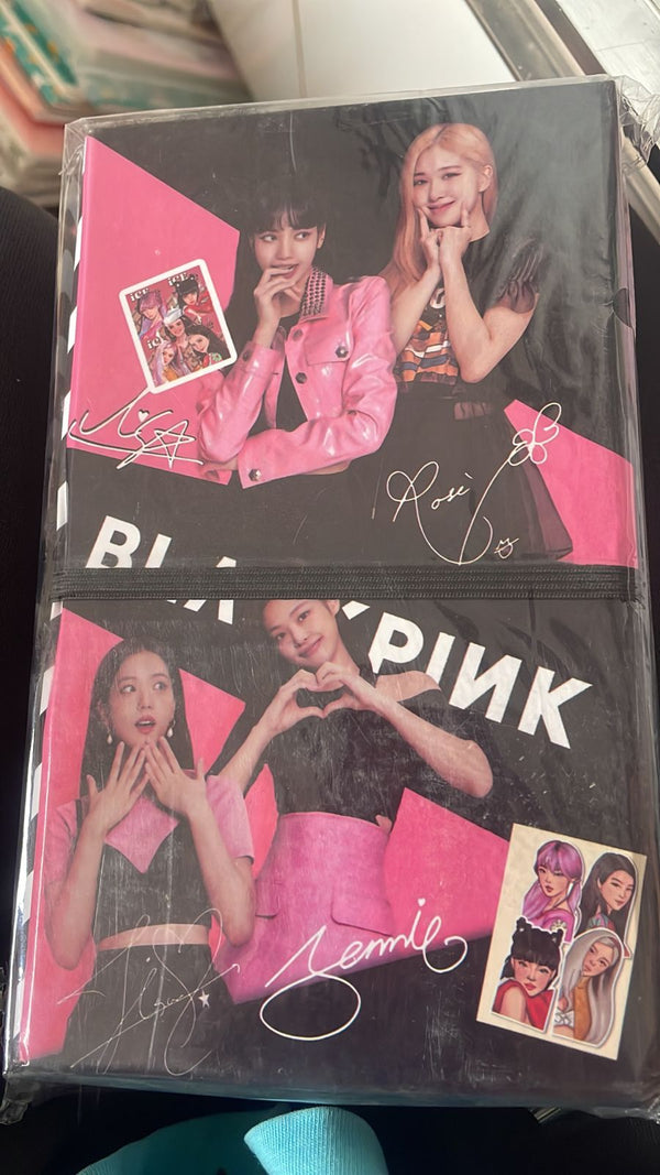 Black Pink Coloring Book with 8 Color Pencils