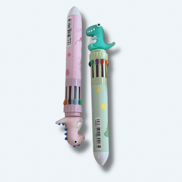 Chipandmonks Dino | Dinosaur Multicolored 10 in 1 Pens (Set of 2)