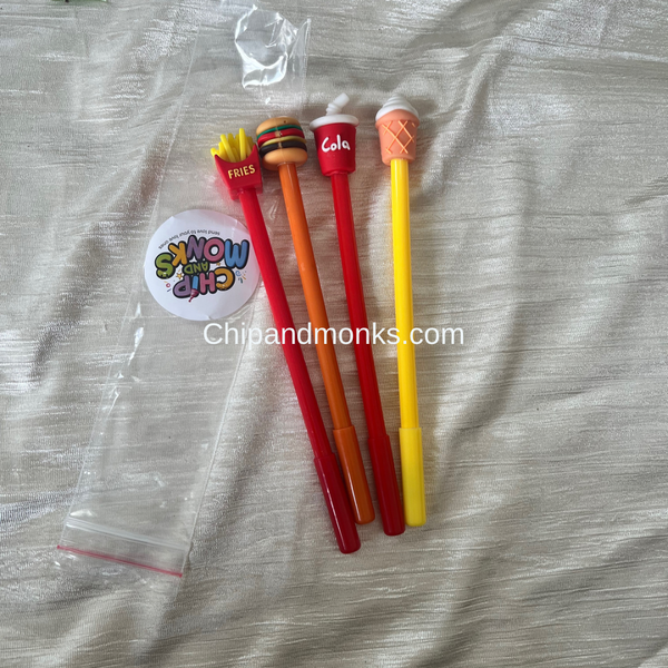 Set of 4 Fast food gel pens For kids