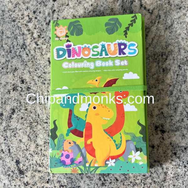 Dinosaur Theme Cartoon Coloring Book with 8 Double Side Color Pencils