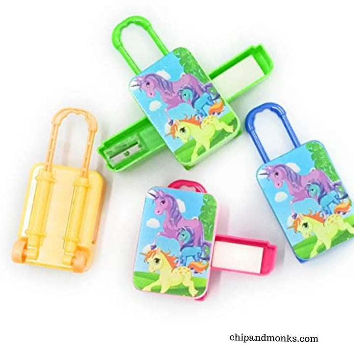 Unicorn Suitcase with Erasers with Sharpener