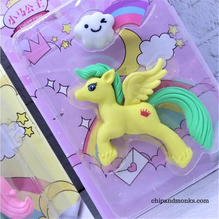 Yellow Unicorn Cloud Shape Erasers 