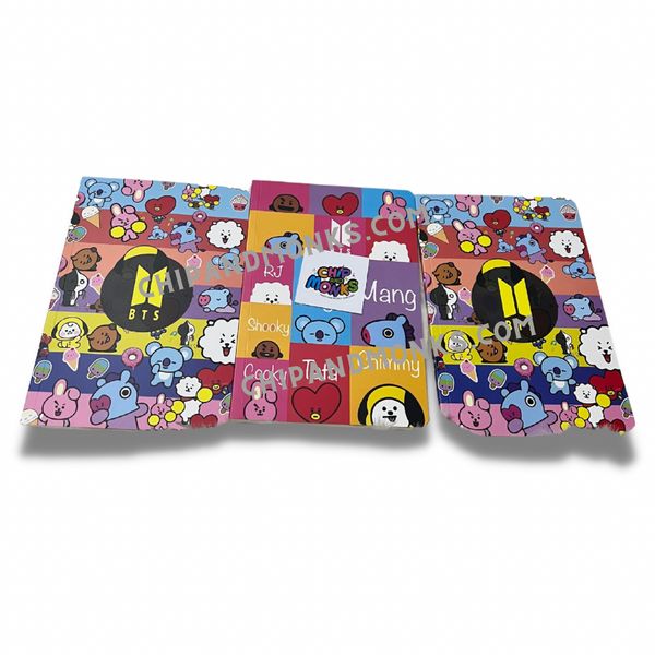 Chipandmonks BT21 A5 Perfect Notebooks, Pack of 3 (Size 8 X 5.5 Inches, 80 GSM, 100 Ruled Pages)