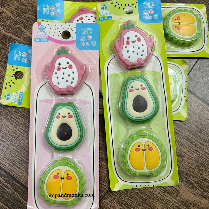 2D Fruit Eraser Set