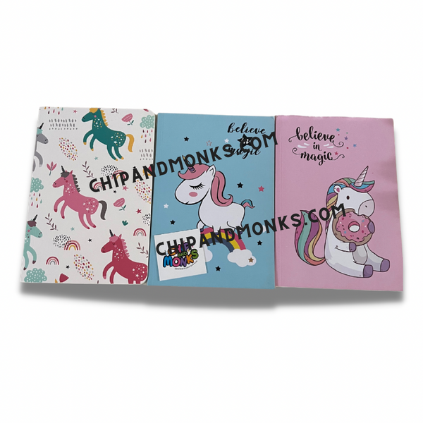 Chipandmonks Unicorn Notebook set of 3