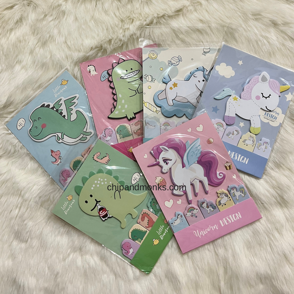 Unicorn and Dinosaur Sticky Notes (each)